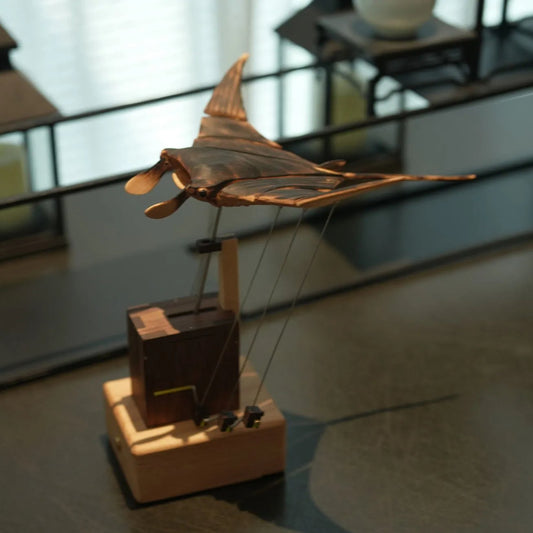 WaveWings - Animated Wooden Manta Sculpture