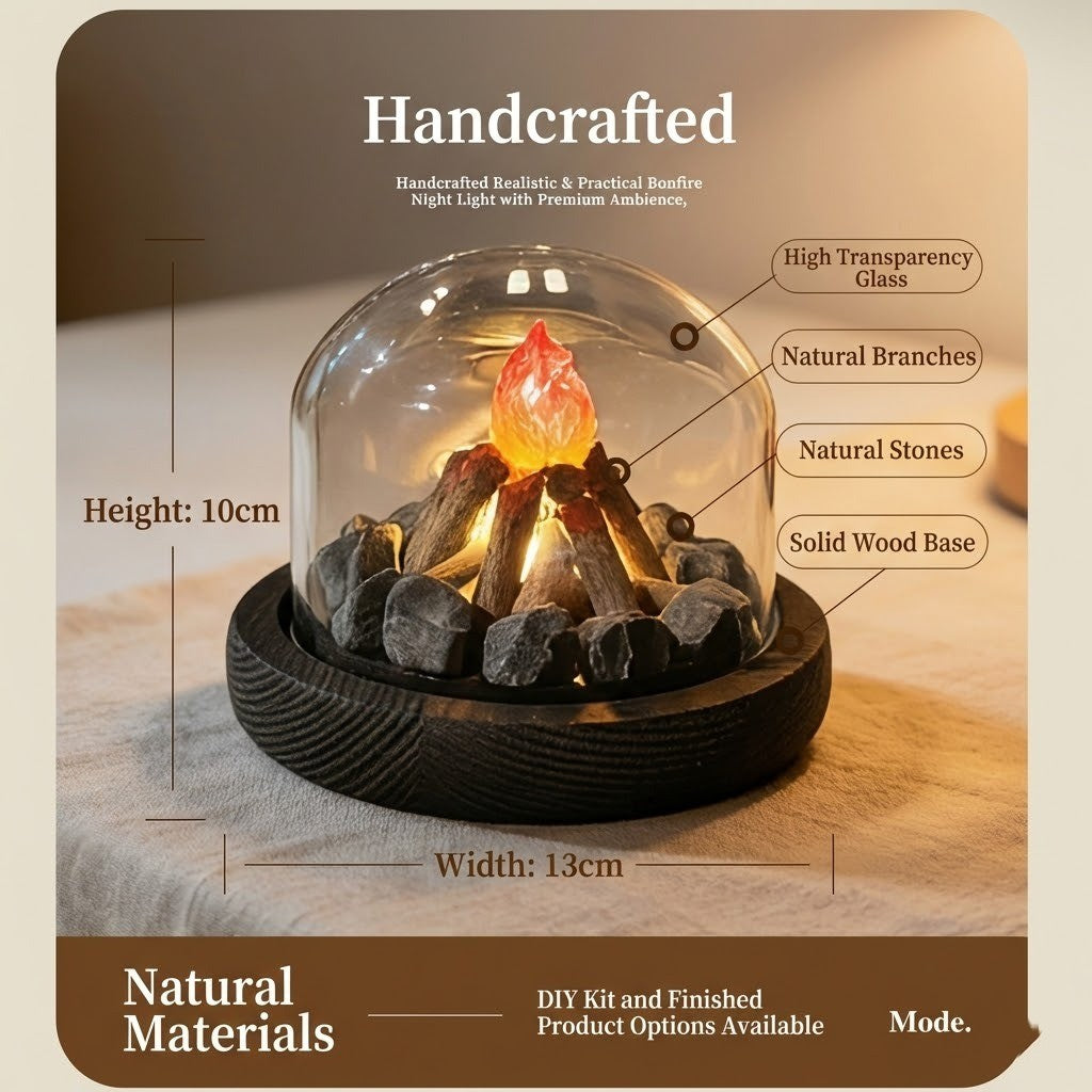 Mini Bonfire Flame Glass Dome Night Lamp - Image 5