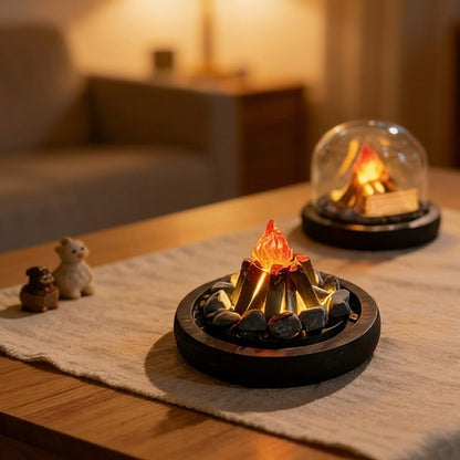Mini Bonfire Flame Glass Dome Night Lamp - Image 1