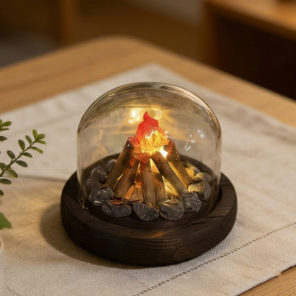 Mini Bonfire Flame Glass Dome Night Lamp - Image 0