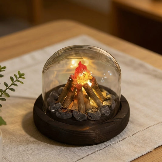 Mini Bonfire Flame Glass Dome Night Lamp - Image 0