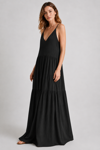 Elegant Resort Deep V-Neckline Strappy Maxi Dress