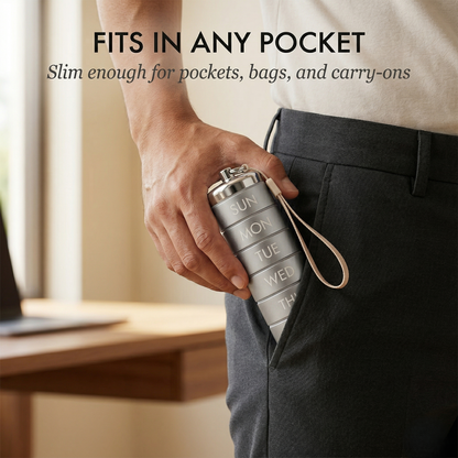 Doselock™ – Stackable Metal Weekly Pill Organizer, BPA-Free Aluminum, 7-Day Travel Pill Case + 50% OFF