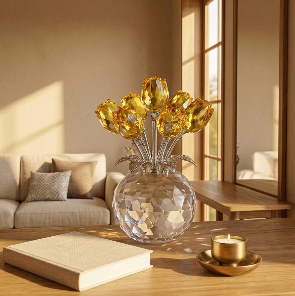 Petarelle™ – 7-Color Handmade K9 Crystal Rose Figurine with Crystal Vase + 50% OFF