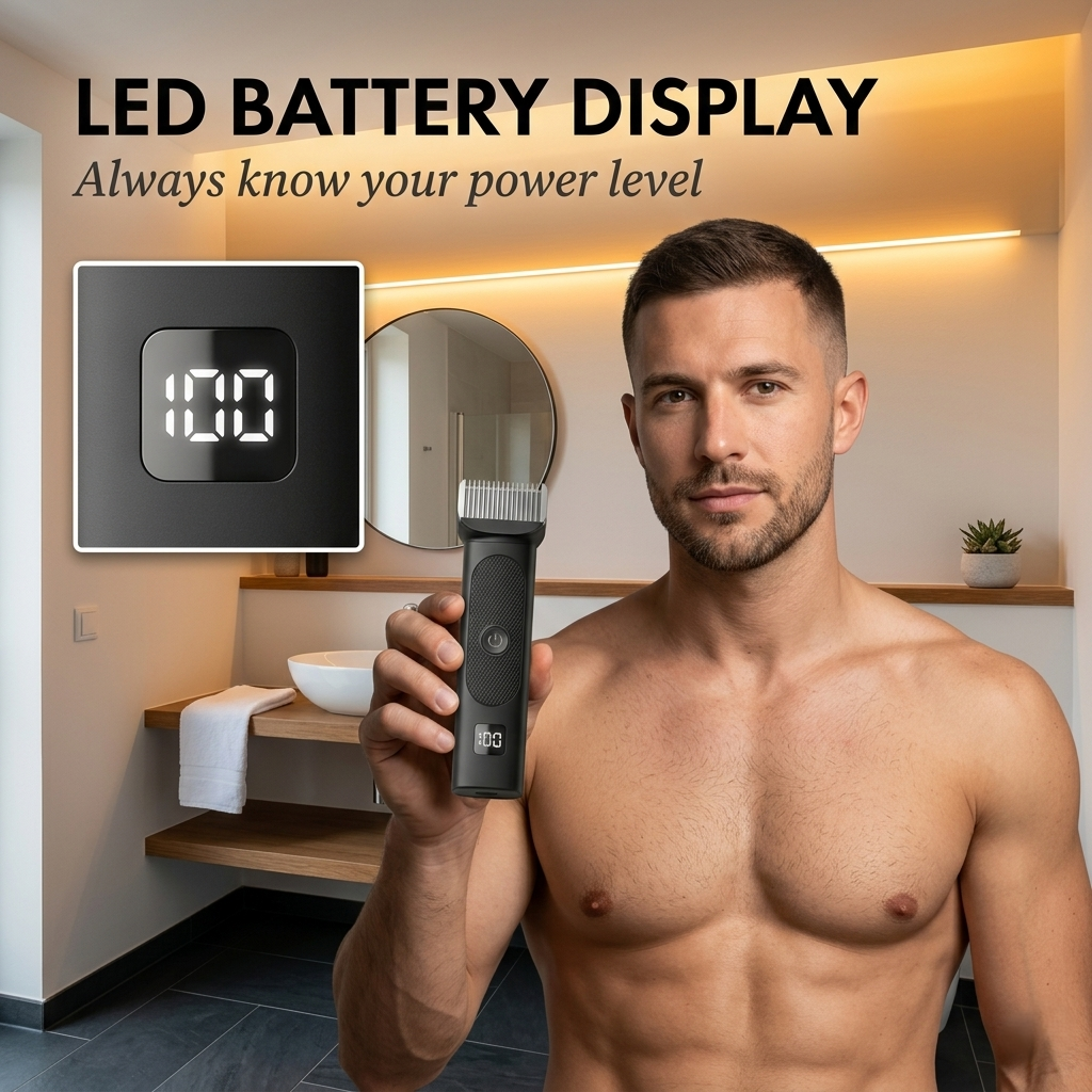 Maviglow™ – L-Shaped Safety Blade Body Trimmer for Men | LED Display | 90-Min Battery 