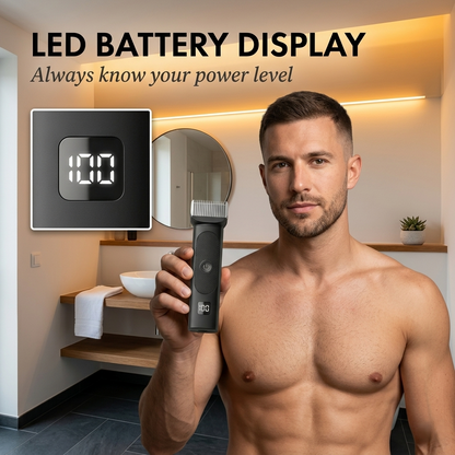 Maviglow™ – L-Shaped Safety Blade Body Trimmer for Men | LED Display | 90-Min Battery 