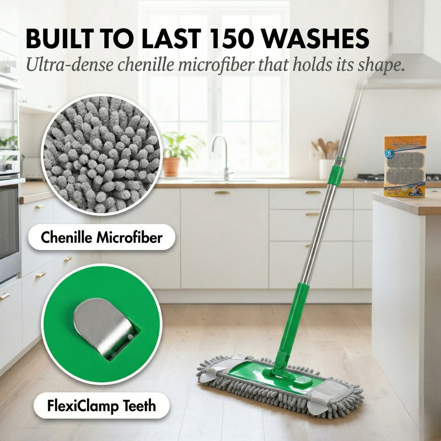 Gripwell™ – Reusable Chenille Microfiber Mop Pads for Swiffer Sweeper + Buy 2 Get 2 FREE
