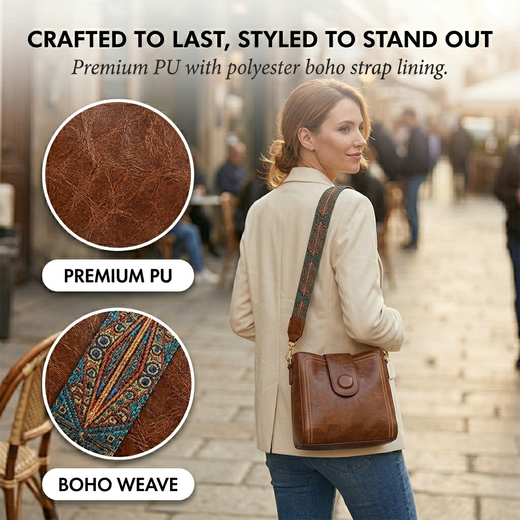 Maviglow™ – Vintage Stud Crossbody Bag with Boho Wide Strap 