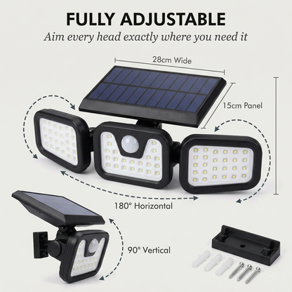 Beacroft™ – 3-Head 270° Solar Motion Sensor Security Light +50% OFF
