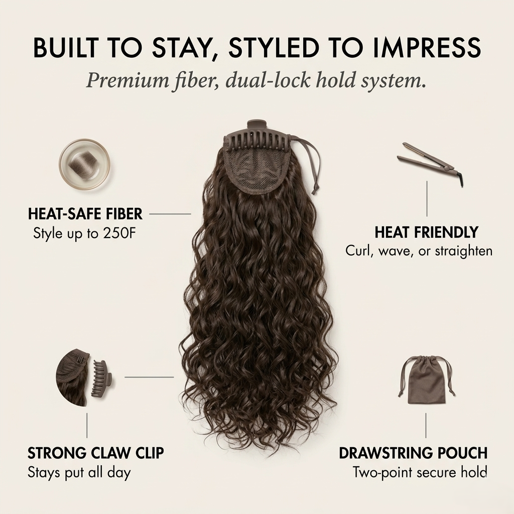 GlowMane™ – Long Curly Wavy Clip-In Ponytail Hair Extension + 50% OFF