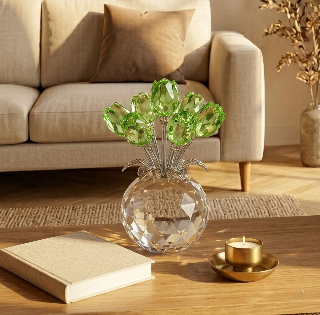 Petarelle™ – 7-Color Handmade K9 Crystal Rose Figurine with Crystal Vase + 50% OFF