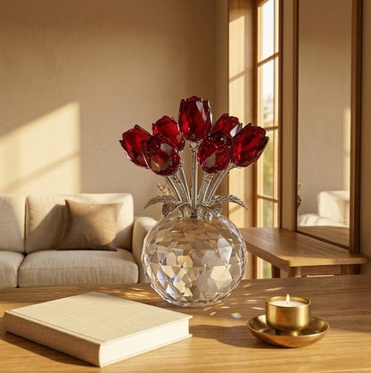 Petarelle™ – 7-Color Handmade K9 Crystal Rose Figurine with Crystal Vase + 50% OFF