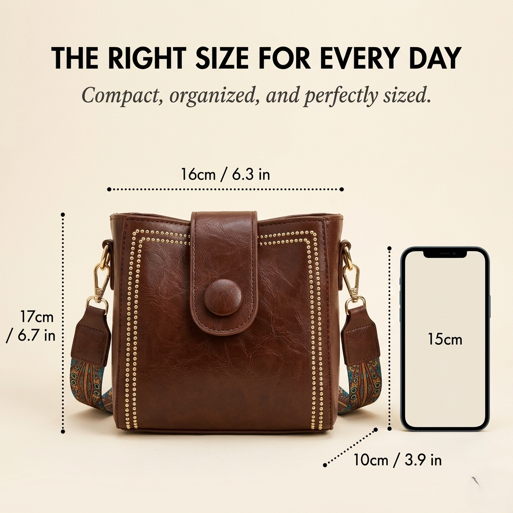 Maviglow™ – Vintage Stud Crossbody Bag with Boho Wide Strap 