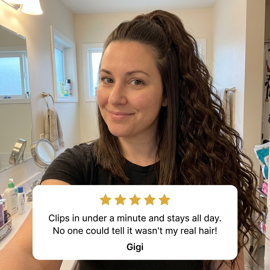 GlowMane™ – Long Curly Wavy Clip-In Ponytail Hair Extension + 50% OFF