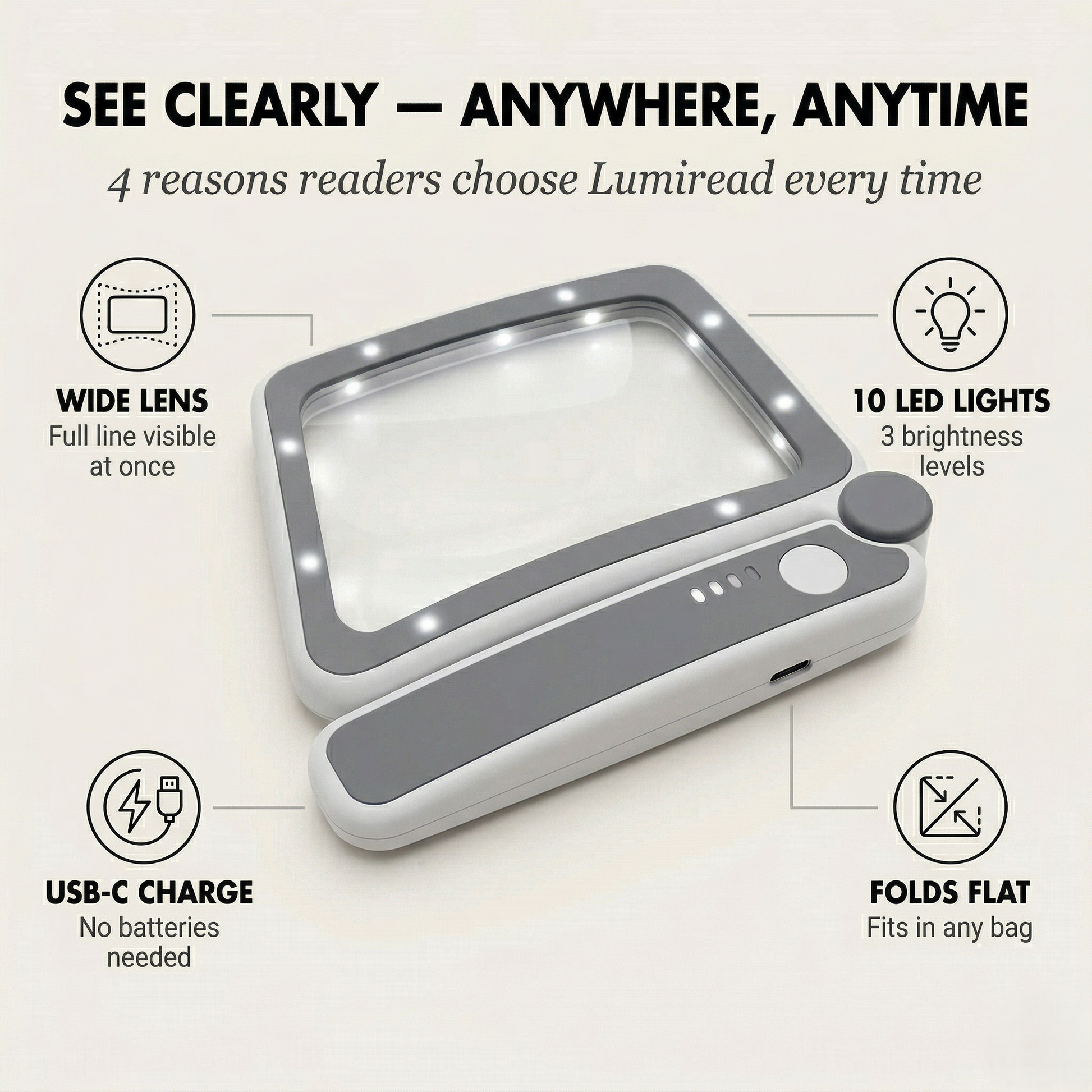 Lumiread™ – LED Lighted Folding Magnifying Glass for Reading +50% OFF