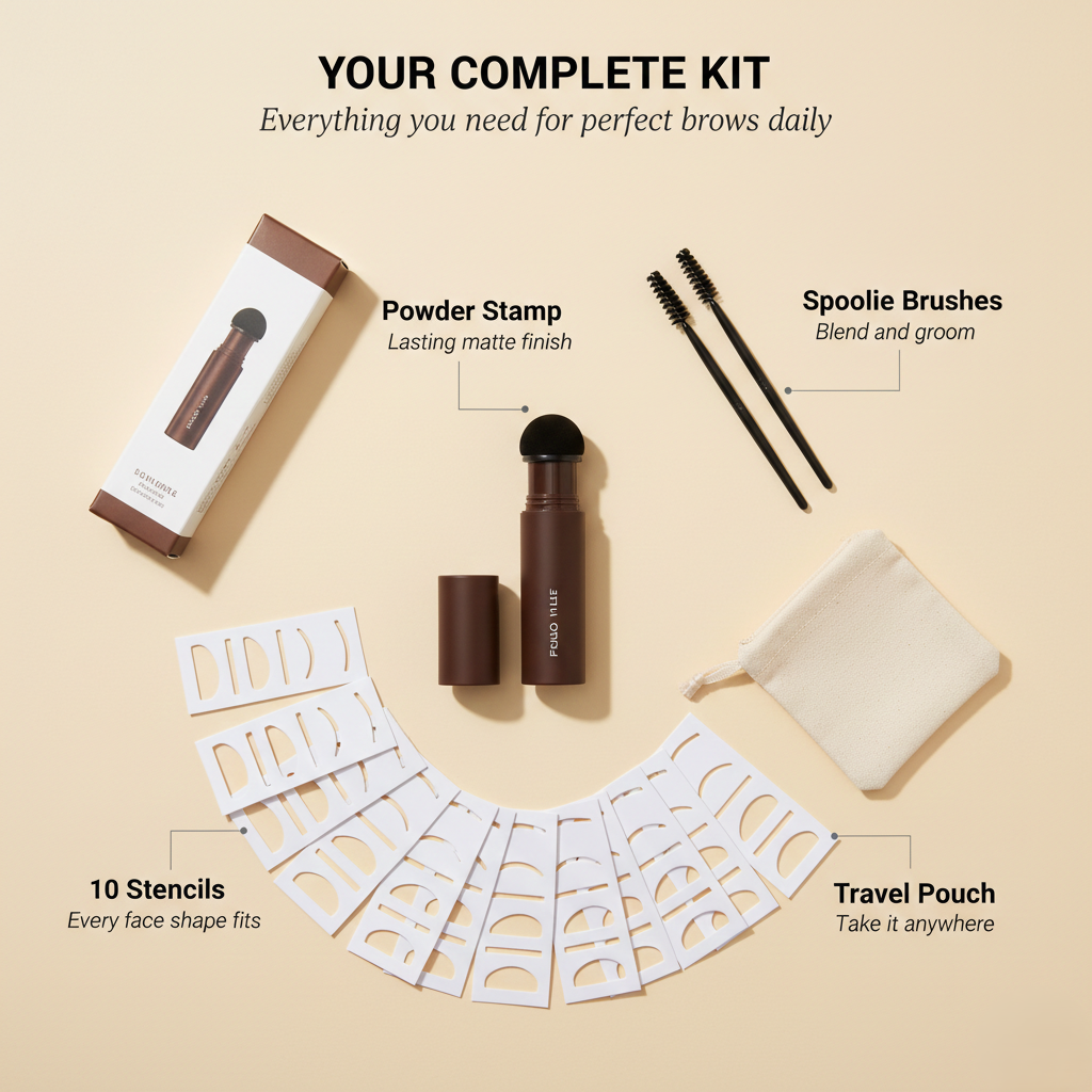 Archelle™ – Waterproof Eyebrow Stamp & Stencil Kit with 10 Brow Shapes + 1 +1 FREE