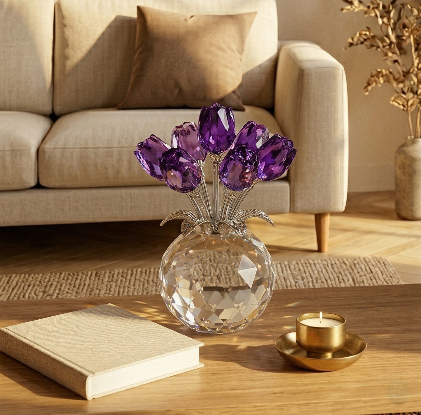 Petarelle™ – 7-Color Handmade K9 Crystal Rose Figurine with Crystal Vase + 50% OFF