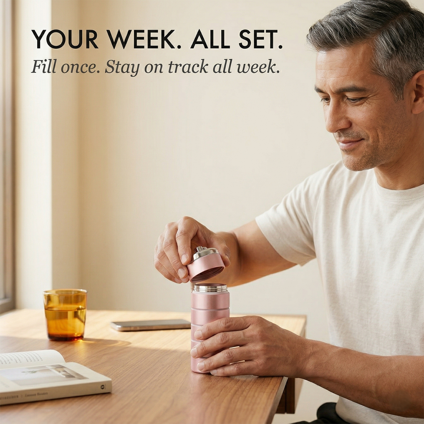 Doselock™ – Stackable Metal Weekly Pill Organizer, BPA-Free Aluminum, 7-Day Travel Pill Case + 50% OFF