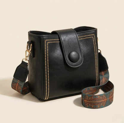 Maviglow™ – Vintage Stud Crossbody Bag with Boho Wide Strap 
