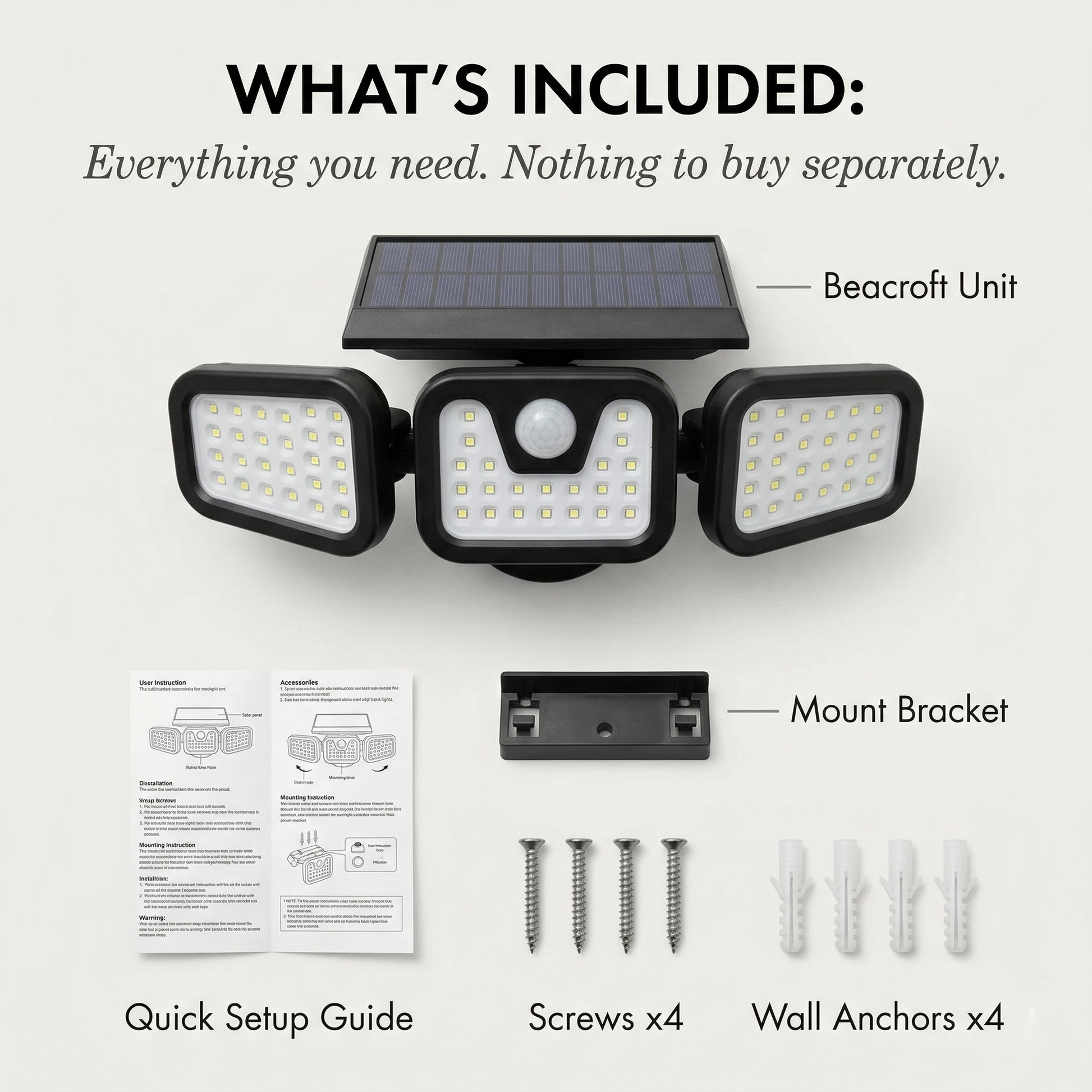 Beacroft™ – 3-Head 270° Solar Motion Sensor Security Light +50% OFF