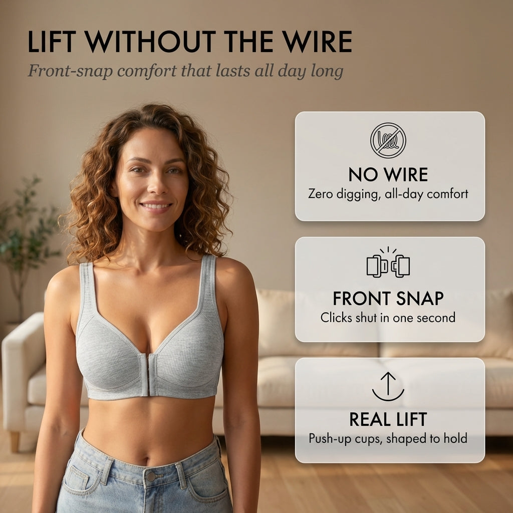 Velura™ – Wire-Free Front Closure Push-Up Bra, Seamless Comfort + 50% OFF