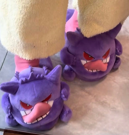 Gengar Plush Slippers - Cozy Pokemon Character House Shoes for Adults