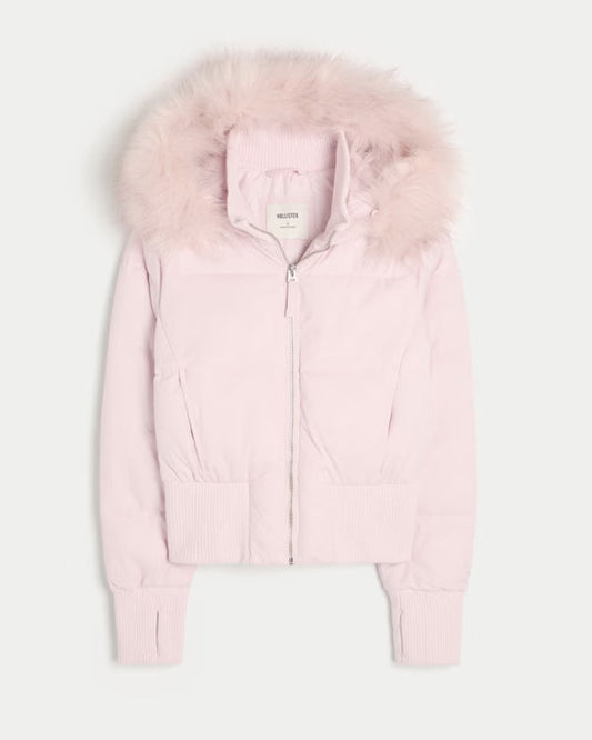 Pink Fur-Hood Jacket