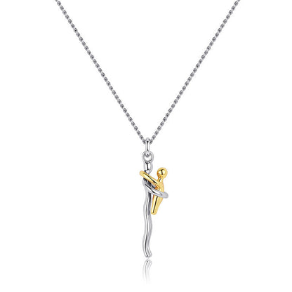 Maviglow™ – 925 Sterling Silver Mother & Child Embrace Pendant Necklace 
