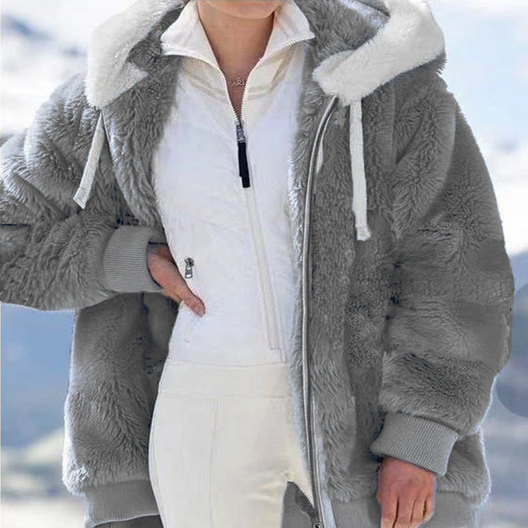 🧥 60% OFF NOW! ✨ Hooded Fleece Jacket with Shearling Lining - Windproof & Thermal Insulation for Extreme Cold Weather ❄️🛡️