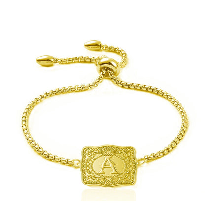 Maviglow™ – Personalized Western Initial Bracelet with Adjustable Bolo Chain 