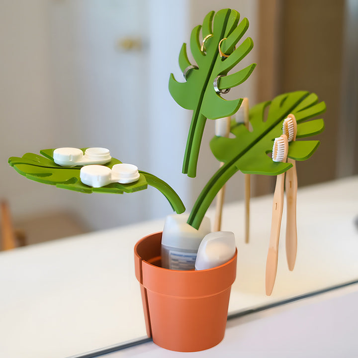 Monstera Mirror Bathroom Storage Rack