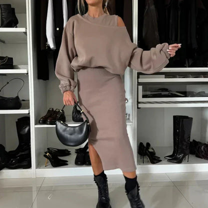 TRISHELLE - TRENDY STREET CHIC SLIT DRESS SET