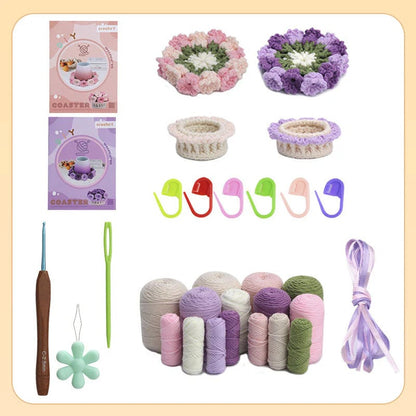 VeloraBloom™ DIY Yarn Kit – Create beautiful floral coasters that captivate and soothe your soul