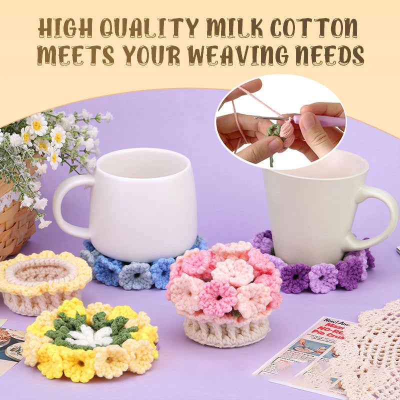 VeloraBloom™ DIY Yarn Kit – Create beautiful floral coasters that captivate and soothe your soul