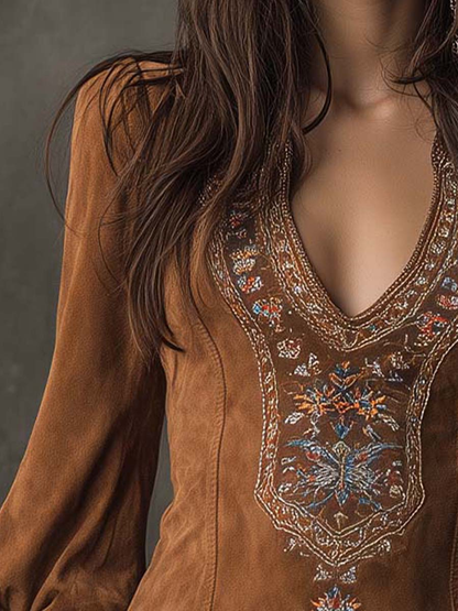 Marion™ | Retro Suede Mini Dress