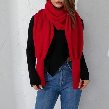 Womens Scarf with Sleeves Knit Wrap Sweater Cozy Crochet Cropped Shawl