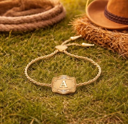 Maviglow™ – Personalized Western Initial Bracelet with Adjustable Bolo Chain 
