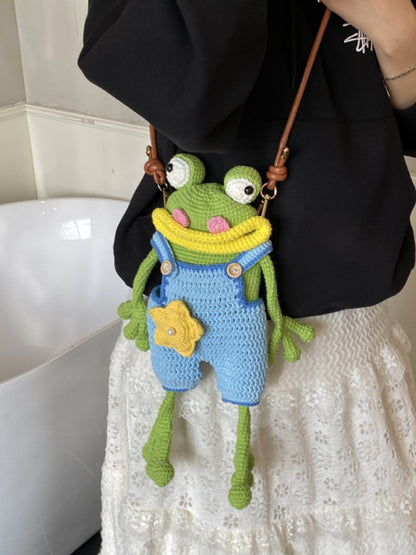 Handmade Crochet Big Mouth Frog Crossbody Bag