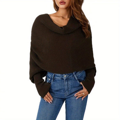 Womens Scarf with Sleeves Knit Wrap Sweater Cozy Crochet Cropped Shawl