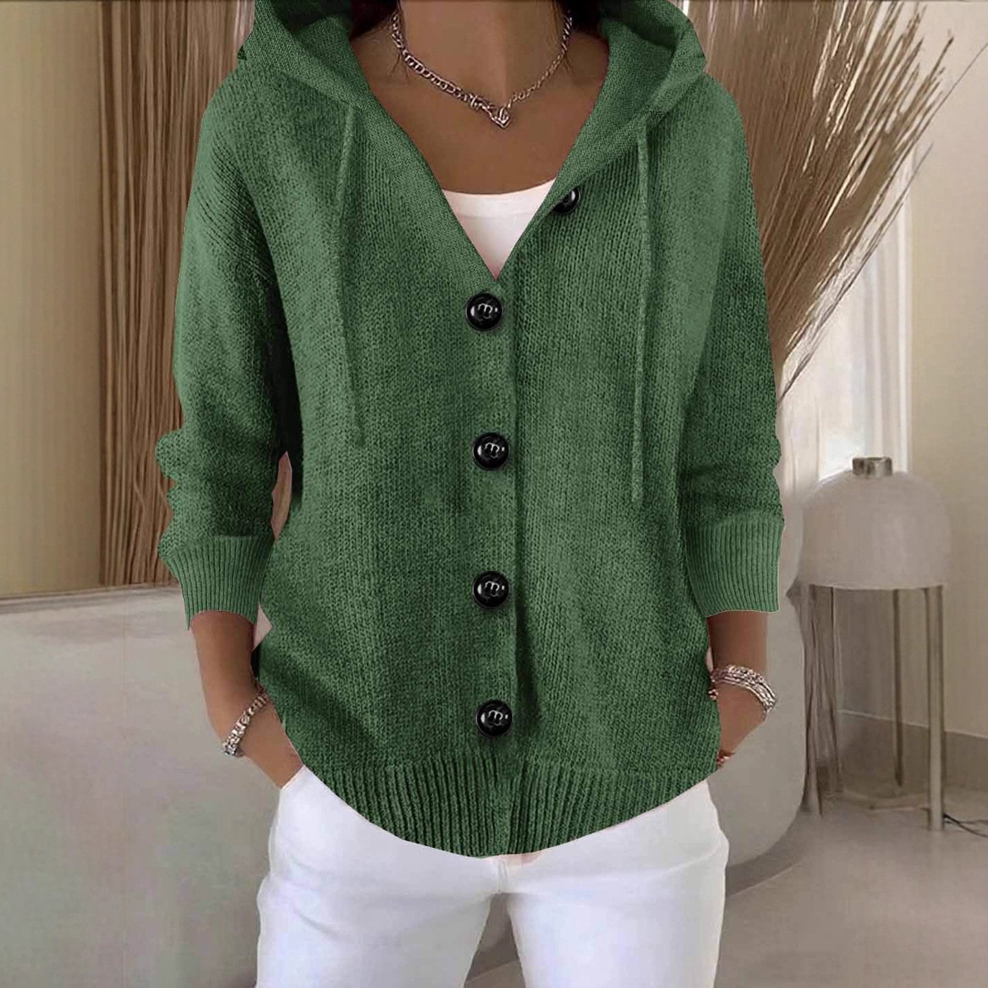 💖Women’s Solid Color Long Sleeve Cardigan