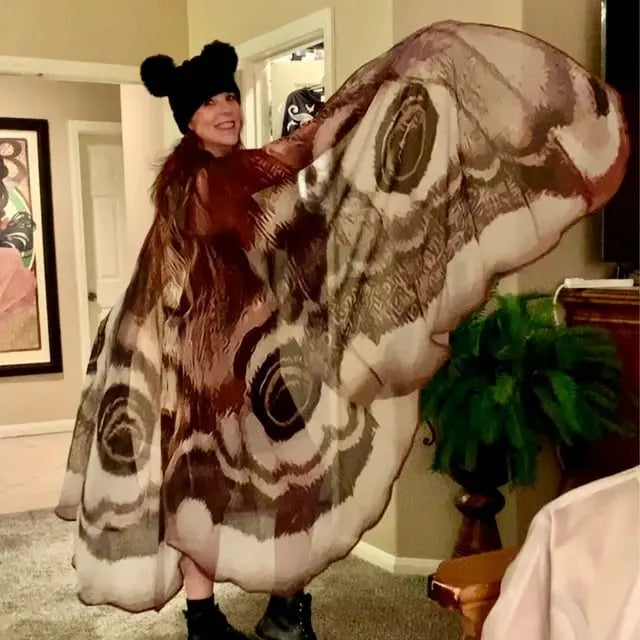 Grey Moth Wings Cape – Mystical Festival & Costume Shawl
