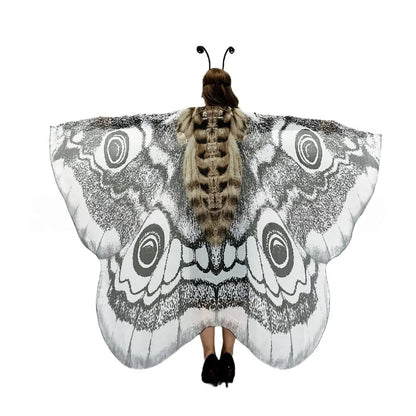 Grey Moth Wings Cape – Mystical Festival & Costume Shawl