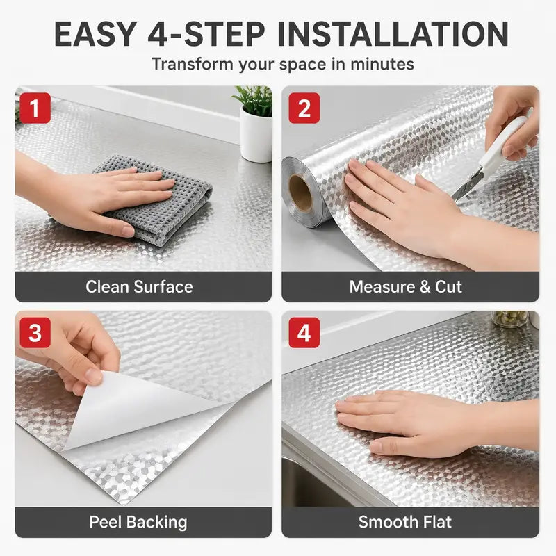 Heat-Resistant Peel & Stick Aluminum Foil Wallpaper