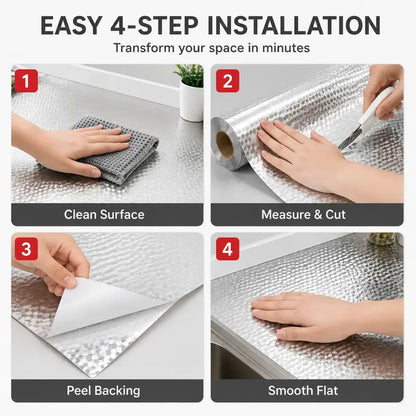 Heat-Resistant Peel & Stick Aluminum Foil Wallpaper