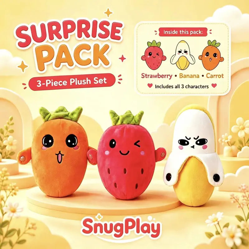 3-Piece Fruit & Vegetable Interactive Musical Sensory Plush Toy Set