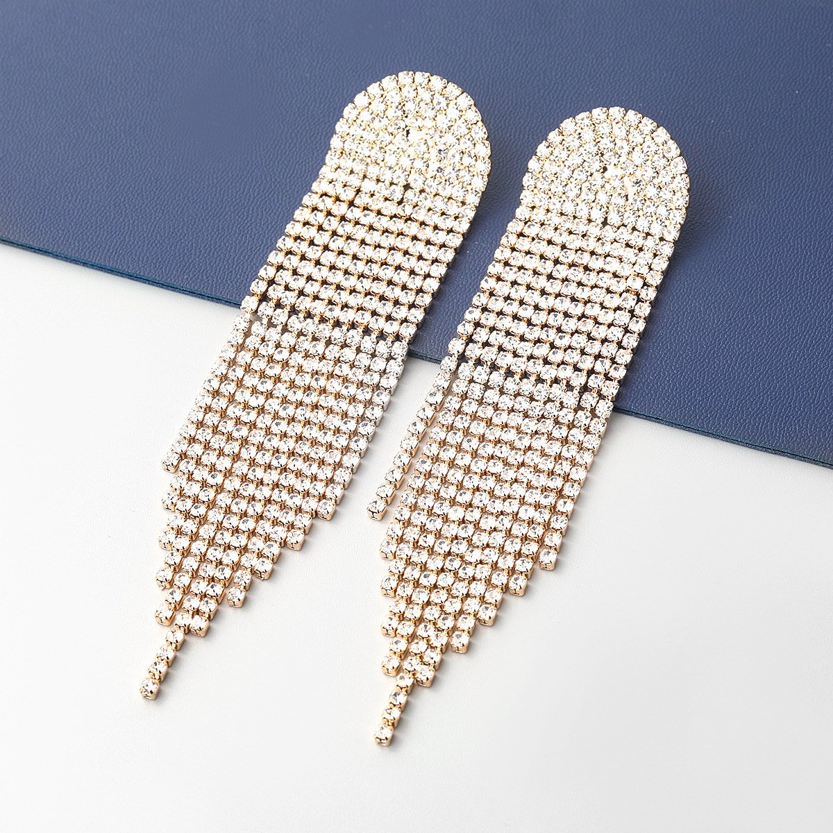 Super Sparkling Rhinestone Long Fringe Earrings