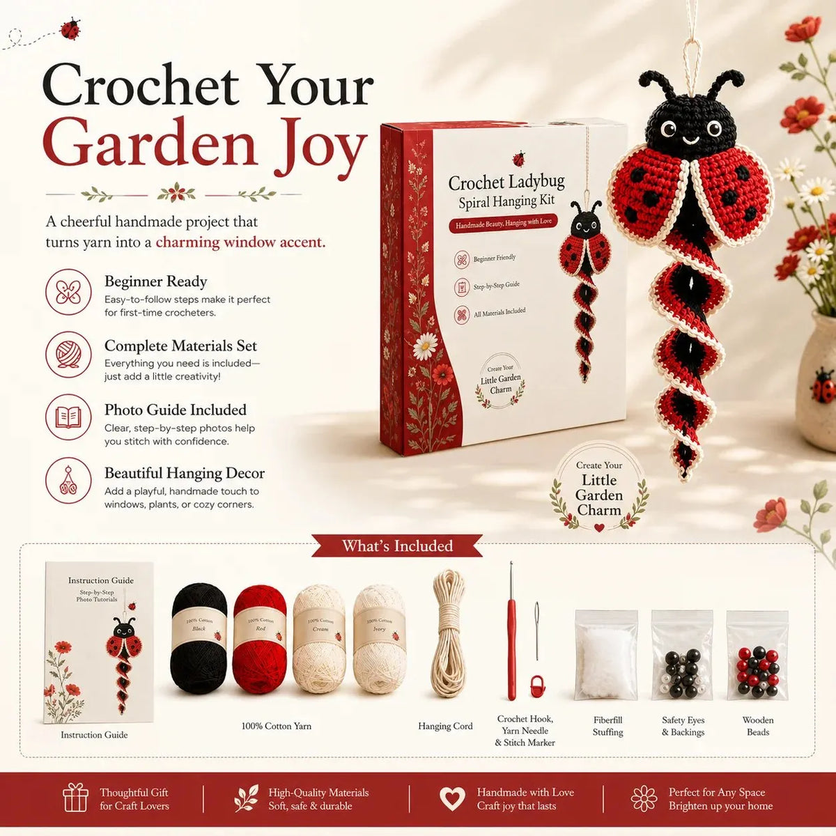 Beginner Crochet Spiral Hanging Garden Animal Decor DIY Kit