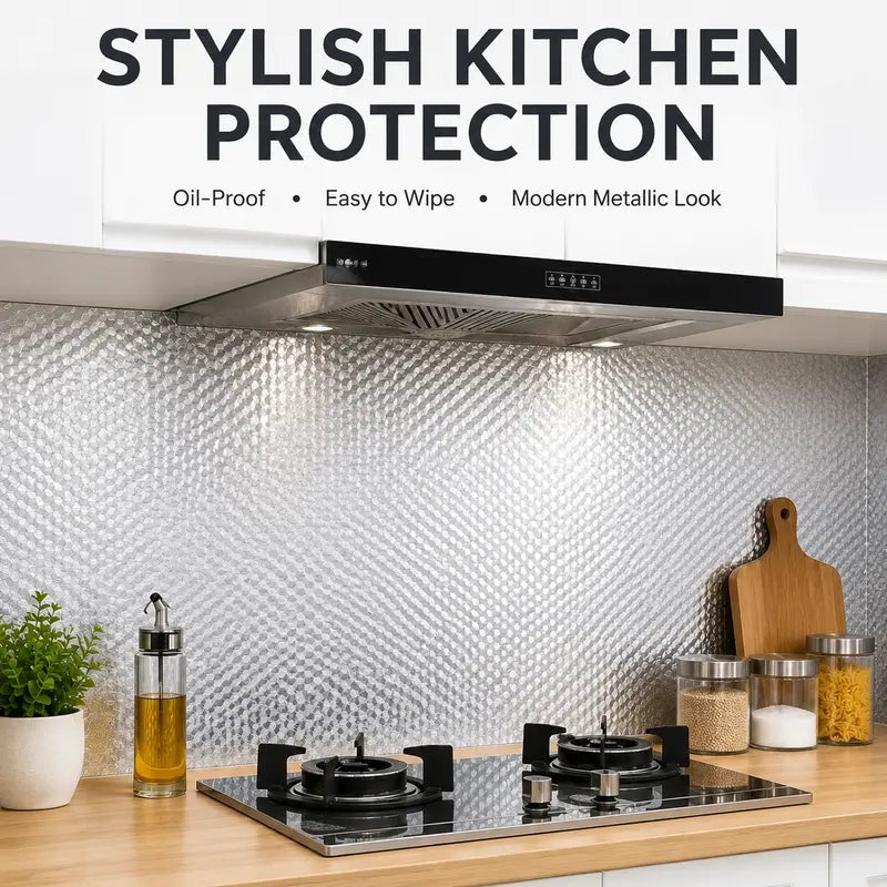 Heat-Resistant Peel & Stick Aluminum Foil Wallpaper