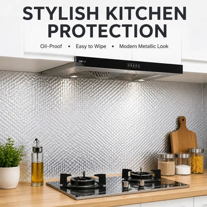 Heat-Resistant Peel & Stick Aluminum Foil Wallpaper