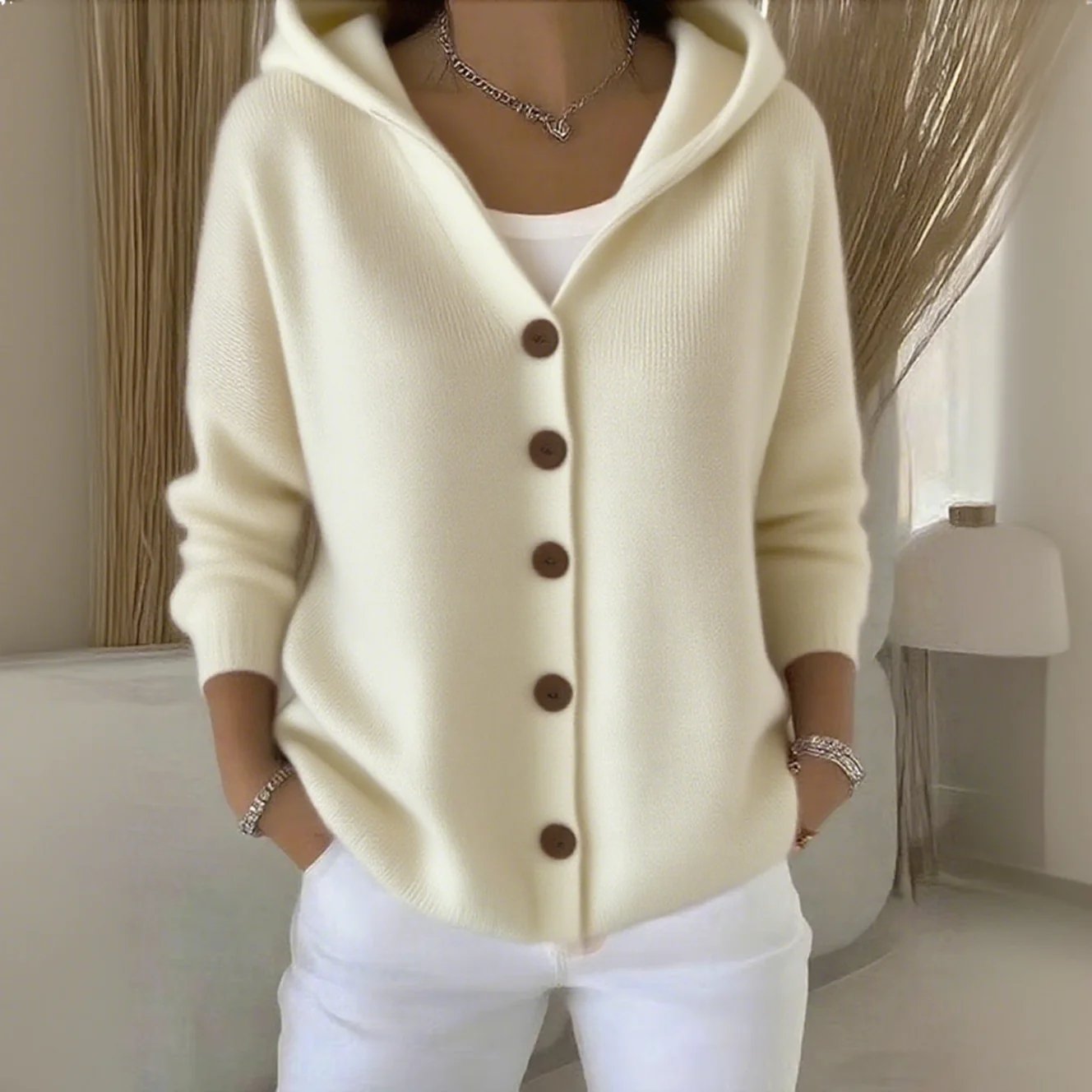 🔥Women Cotton Plain Long Sleeve Comfy Casual Cardigan